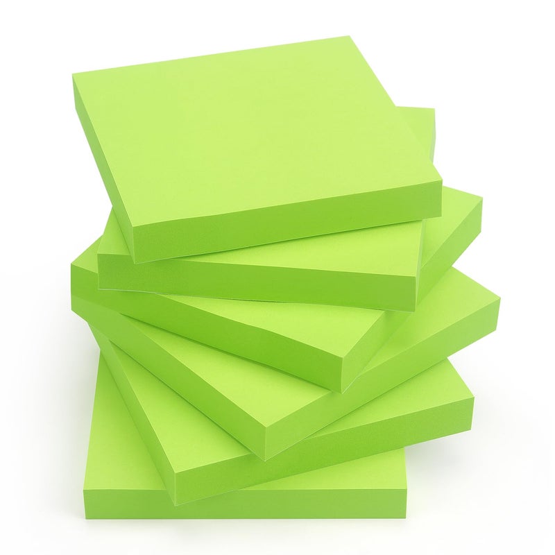OSBOO Sticky Notes 3x3 Self-Stick Notes Pads with 6 Bright Colors  Easy to Post for Office  Shool  Home  6 Pads/Pack  100 Sheets/Pad(Green) - Image 2